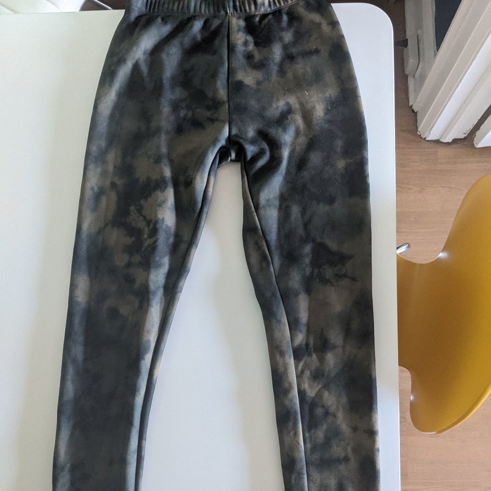 Tie Dye Green Winter Fleece Tights / Leggings